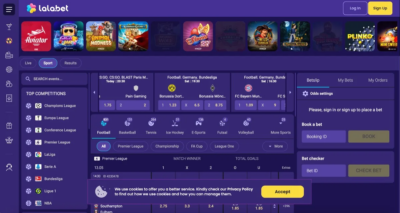 screenshot van lalabet casino startpagina
